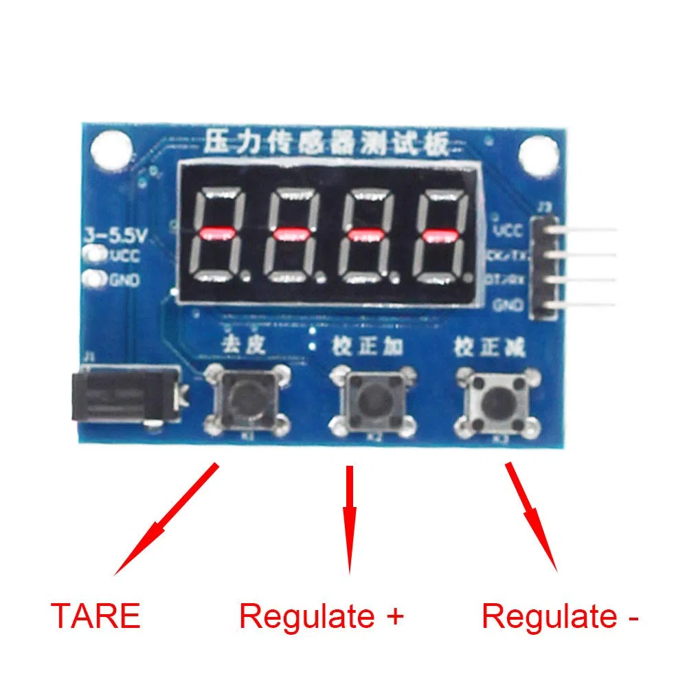 HX711 Gewichtssensor Modul Kit Digitales Wägezellen Gewichtssensor A/D Modul 5 kg Tragbare elektronische Küchenwaage für Arduino mit 3.5 mm x 1.35 mm Stromkabel, Waagenanzeigemodul