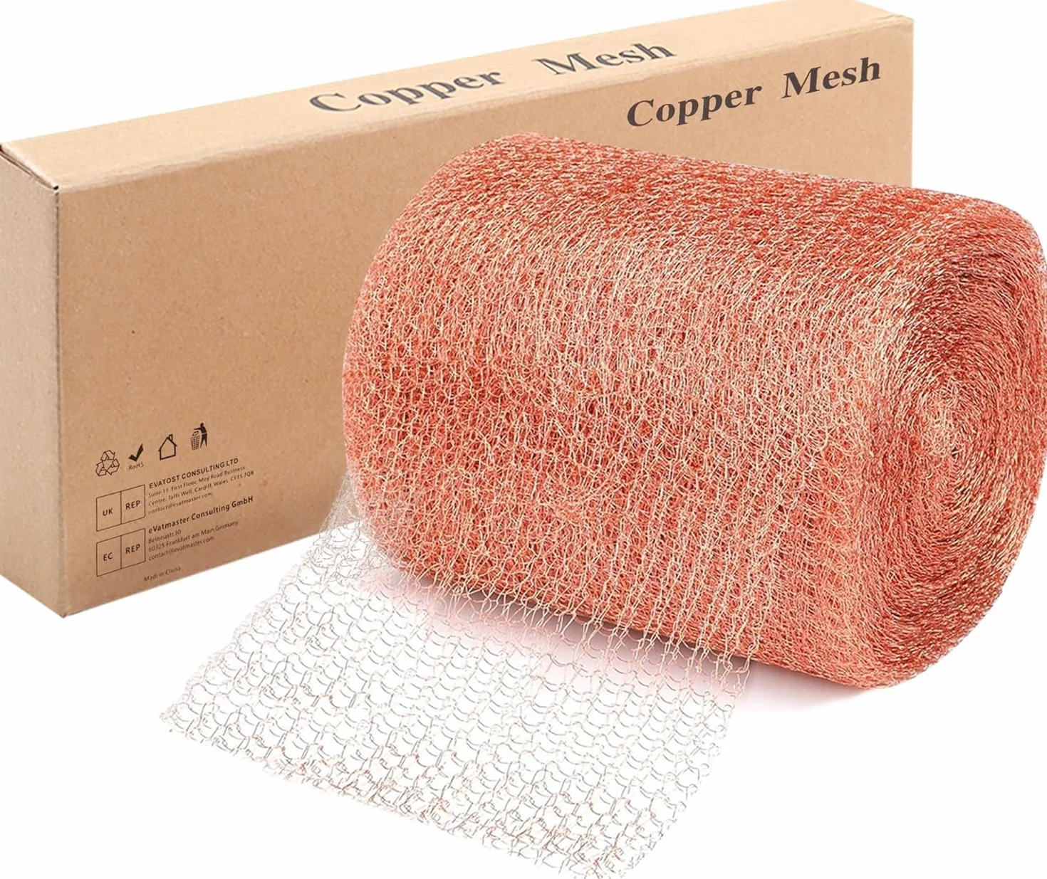 Kupfernetz gegen Schnecken 12m x 12,7cm, 100% Reines 27g/m，Kupfergitter, Schneckenzaun Kupfer, Kupfergewebe Rolle zum Abdichten von Löchern, Pflanzenschutz Garten, Wiederverwendbar