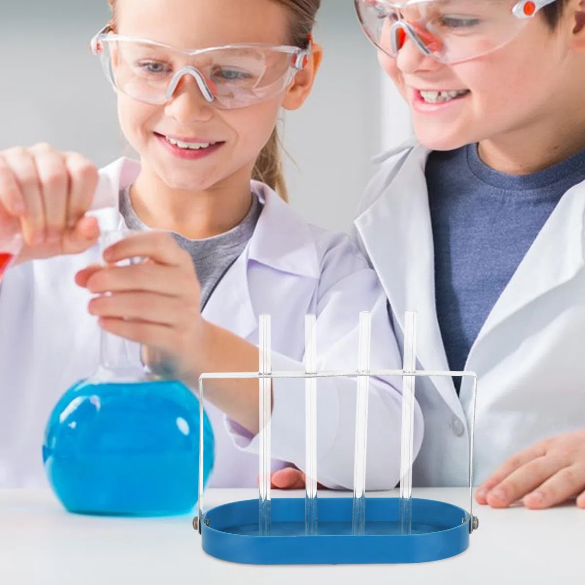 GARVALON Kapillarröhrchen Satz aus Kunststoff mit Gestell und Ablage für Verbesserte Experimentklarheit Vielseitig Kompatibel für Flüssige Stoffe im Naturwissenschaftlichen Unterricht