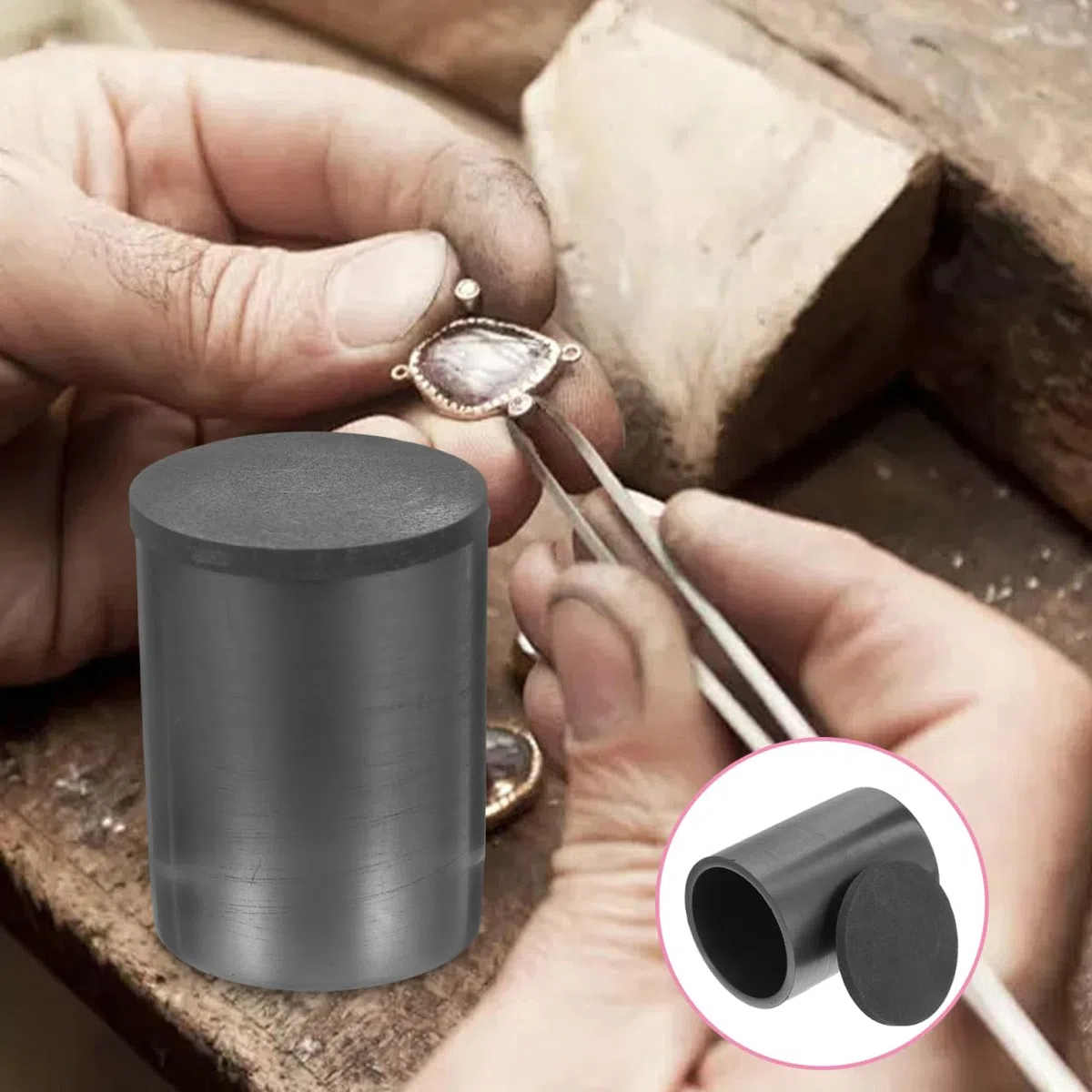 jojofuny Graphittiegel Labor Mit Deckel HitzebestäNdiger Schmelztiegel FüR Silber Schmelzen Messing Und Aluminium Wiederverwendbare Graphitform FüR GießErei Und Metallraffination