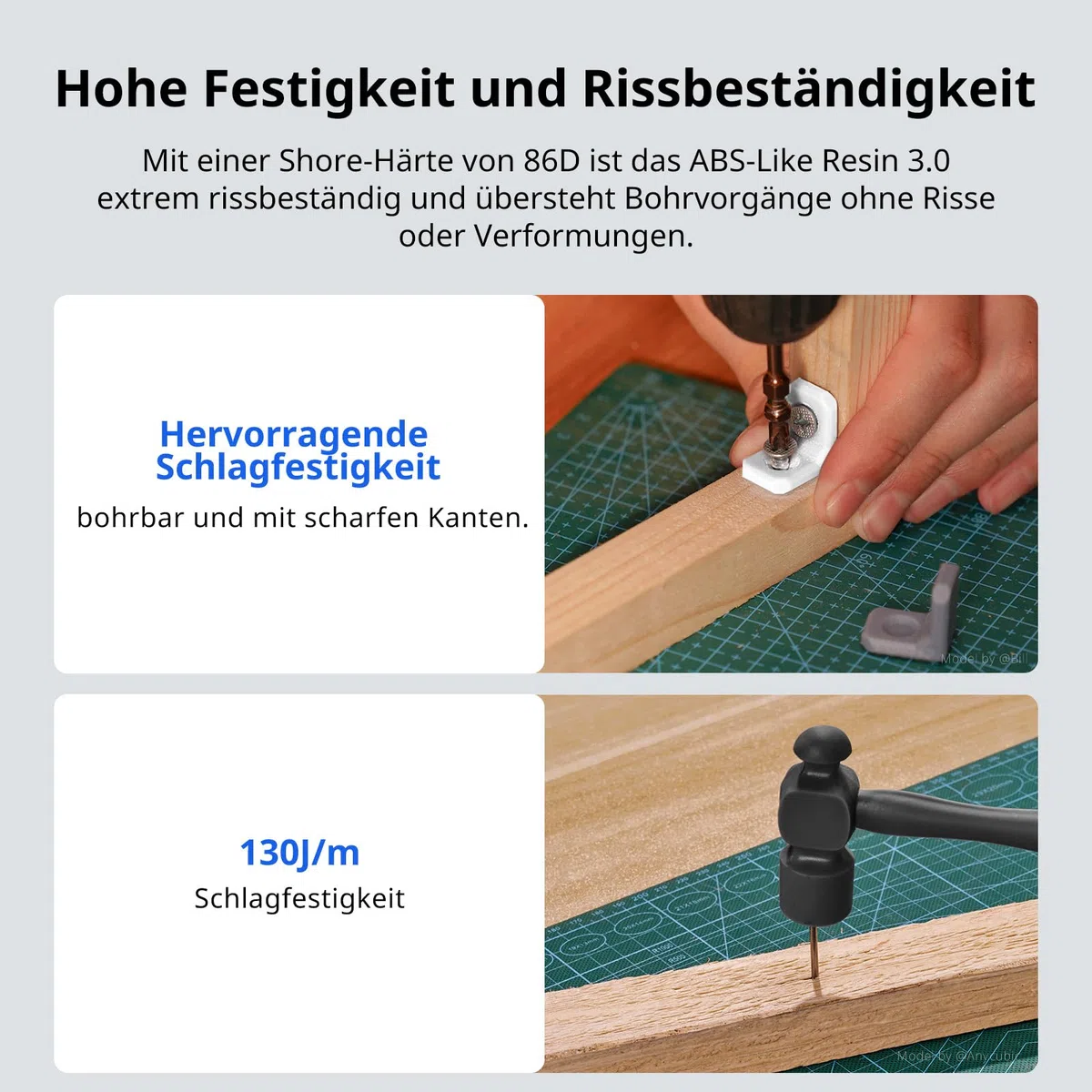 ANYCUBIC ABS-Like Resin 3.0, 3D Drucker Resin mit Ausgezeichneter Härte und Zähigkeit, Hochpräzises, Geruchsarmes 405 nm UV-härtbares Harz für Resin 3D Printer, Grau, 1000g