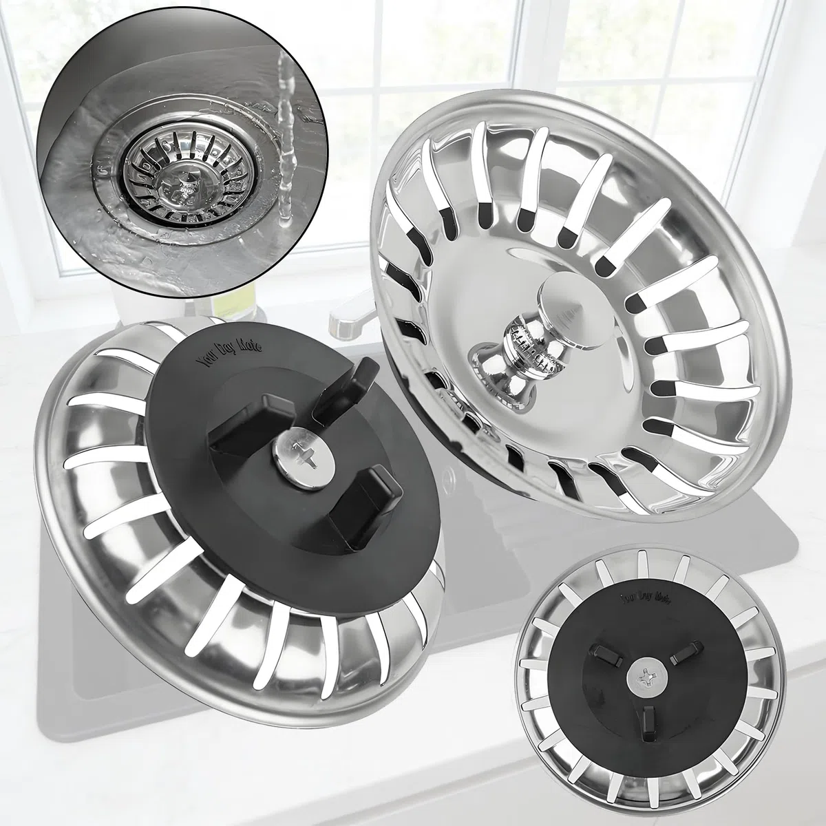 Spülbecken Siebkörbchen 2er Set, Ø 80 mm, Mit DREI-Bein Gummidichtung, Kompatibel Mit IKEA ATLANT Und DOMSJÖ, Ersatzteil Für Spüle Siphon, Küche Stöpsel Sieb, Alter Typ