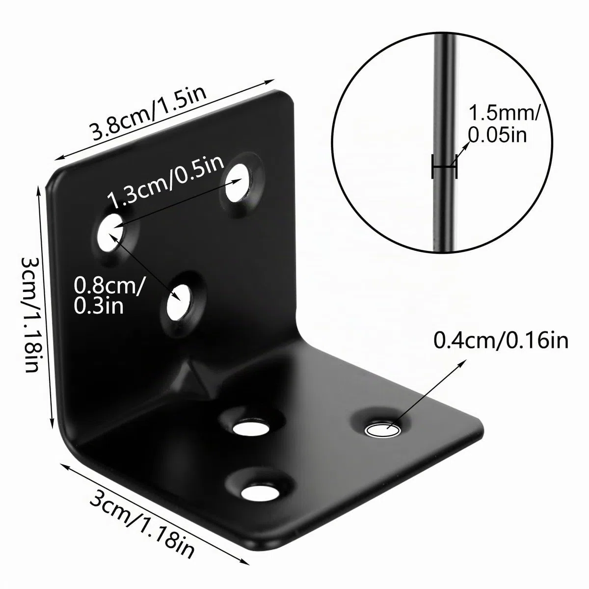 ASelected 40 Stücke Winkelverbinder Edelstahl 30x30 mm, Schwarz Eckwinkel Edelstahl 38 x 30 x 30 mm, Winkel Metall 90 Grad zum Befestigen und Reparieren von Möbeln, Verstärkungsfuge, schwarze