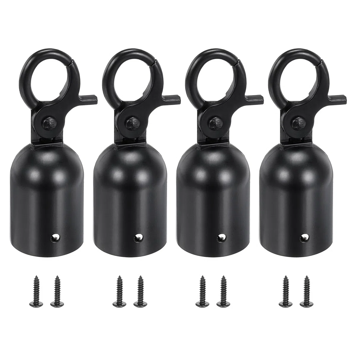 PATIKIL 1.1"x3.2" Pfosten Seil Endstopfen 4 Packung Kordel Ende Kappen Absperrung Seil Ende Kappe Karabiner Haken für Massenkontrolle Warteschlange Teiler Schwarz