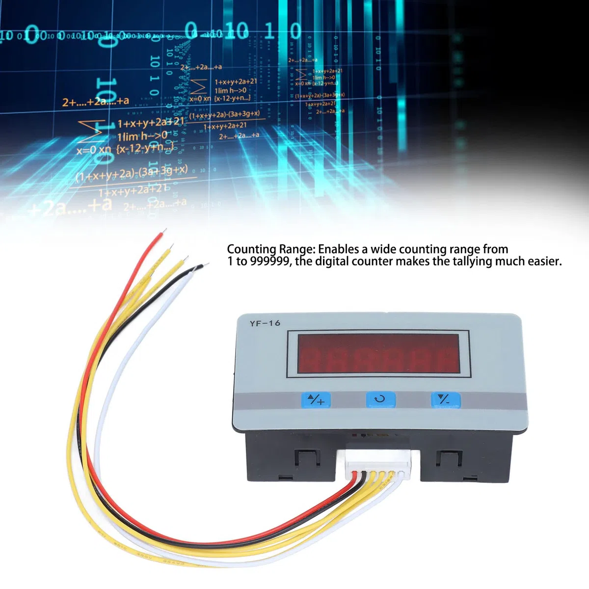 Digitaler 1-999999 6-stelliger Zähler, mit NPN- und PNP-Signaleingangsanschluss, Automatischer Erkennungs-Tally 5‑24V YF‑16 für Industrielle Steuerung