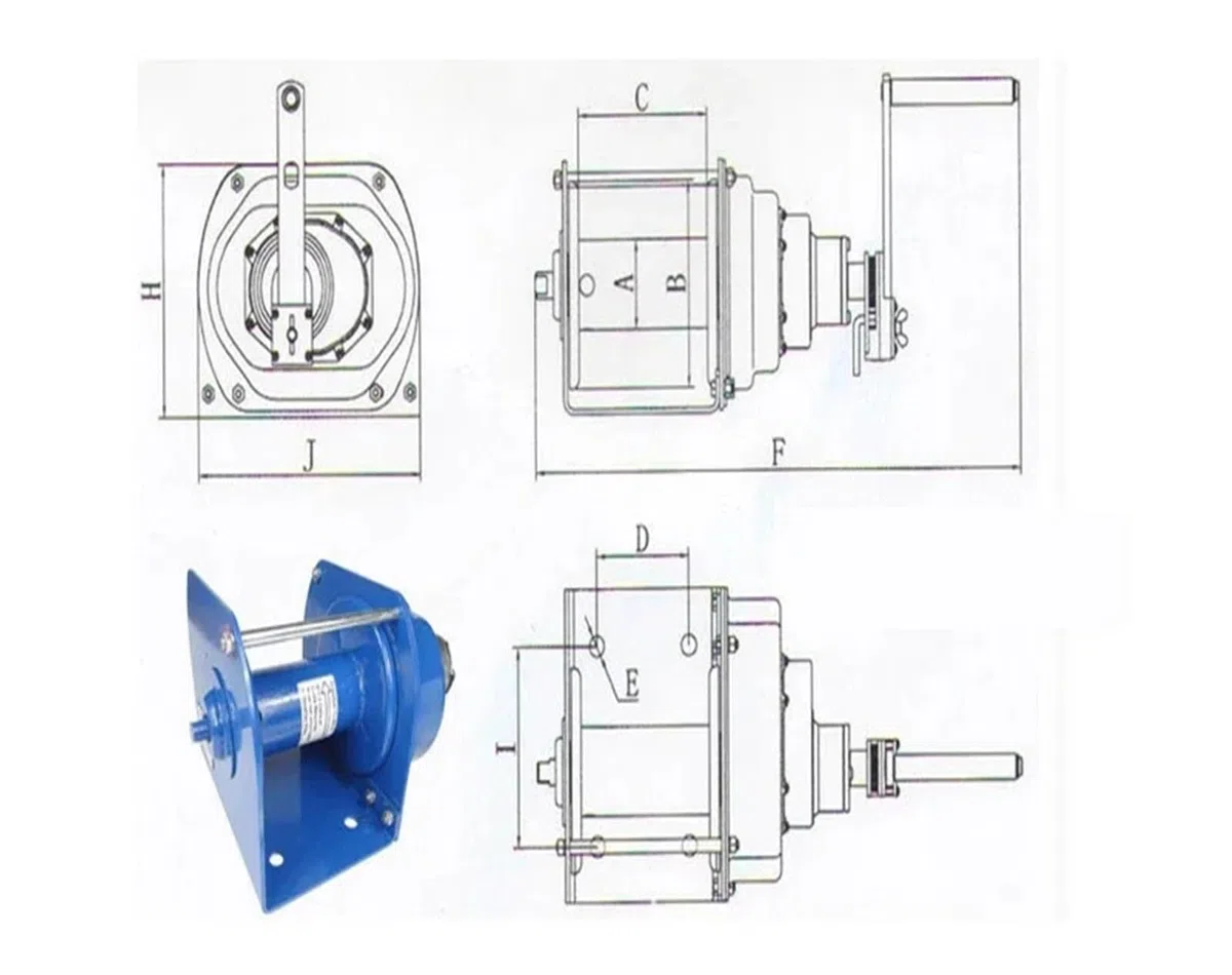 Hochleistungs-tragbare Handwinde, 3 Tonnen Tragkraft, Metallseilzug, schweres Hebezeug mit Handkurbel für LKW, Boot und andere Anwendungen, Blaue Farbe