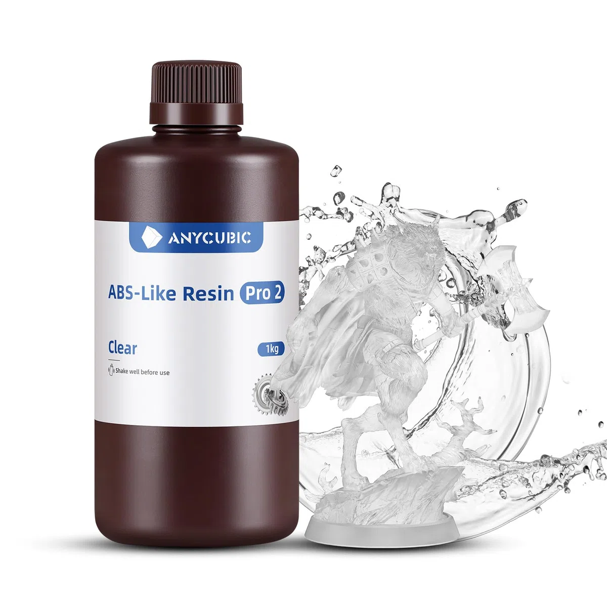 ANYCUBIC ABS-Like Resin Pro 2, 3D Drucker Resin mit Hoher Festigkeit und Zähigkeit, Hoher Präzision, 405 nm UV-härtendes Harz für MSLA/LCD/DLP 3D Drucker, Transluzent 1000g