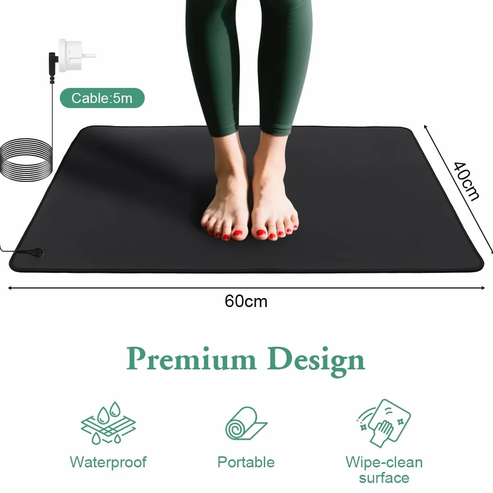 Erdungsmatte für Bett, ESD Matte für Wohlbefinden, Topraklama Matı, Grounding Mat Earthing für Besseren Schlaf, Stressabbau, Antistatik Matte Kann Als Mauspad Oder Yogamatte(40 * 60cm)