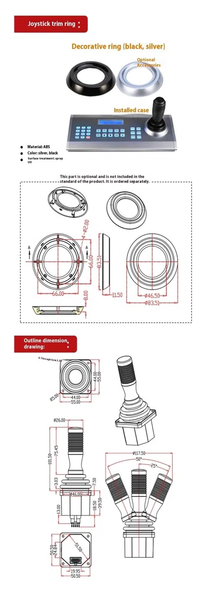 MNMIOIO Halle Rocker SMC45B Zwei-achsen Joystick Kreuz Grenze, Bau Maschinen Fahrzeug Ausrüstung Industrielle Joystick Industrielle Fernbedienung(24V,Output 485)