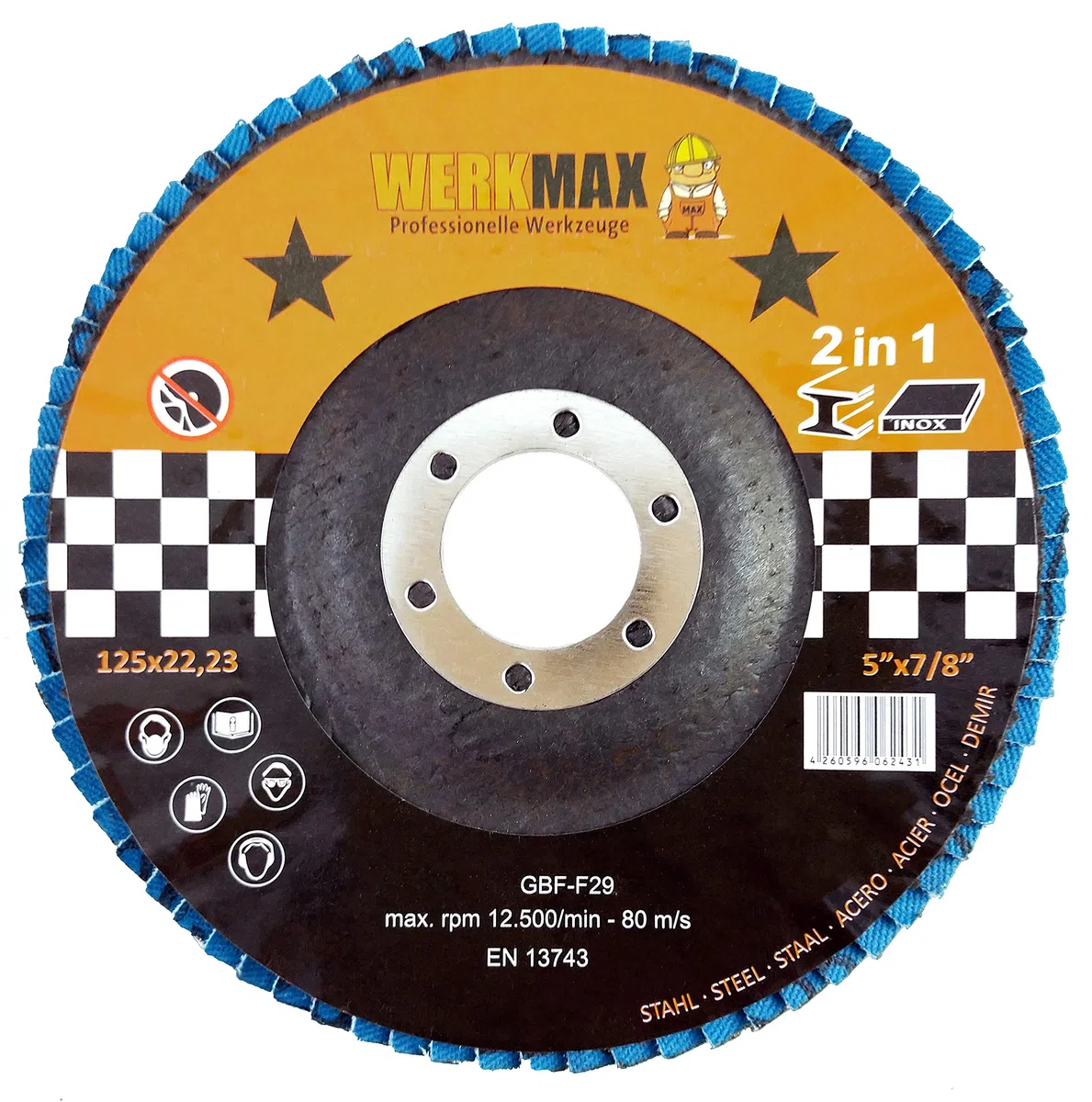 WFS Fächerscheiben 125 mm | 10 Schleifscheiben Korn 60 | Metall Lamellenscheibe