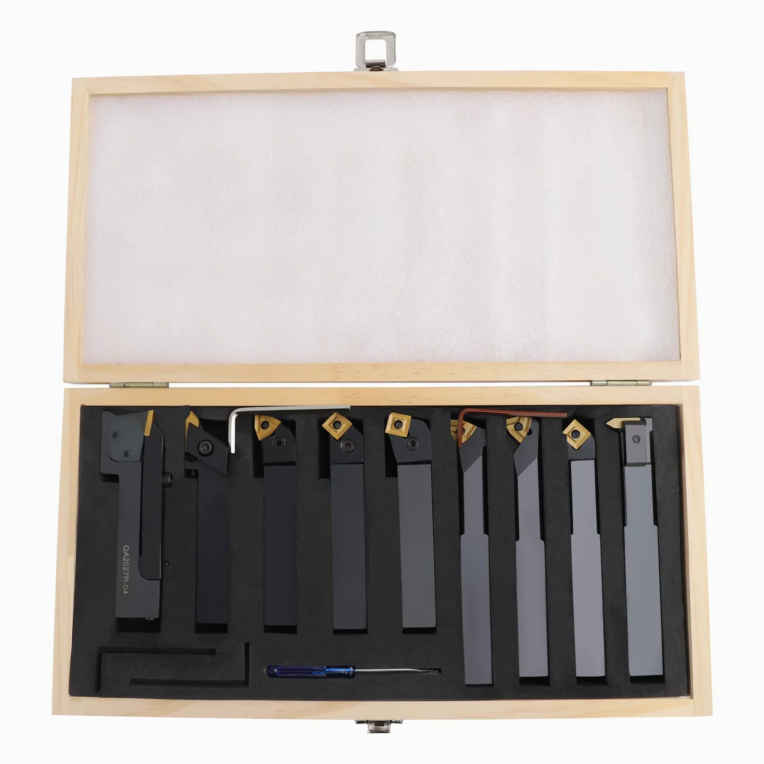9 Tlg Drehstahl Satz 20mm Sinterkarbid mit Wendeplatten Drehmeißel-Set Drehstähle Abstechmeißel Geeignet für Drehbänke Stahl/Stahlguss
