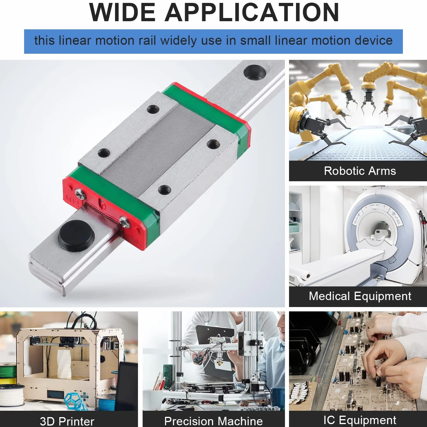 CNCMANS MGN15H 200mm Linearführung Miniatur Lineare Schienenführung mit MGN15H Carriage Block für CNC-Maschine und automatische Geräte (MGN15 200mm H-Type)