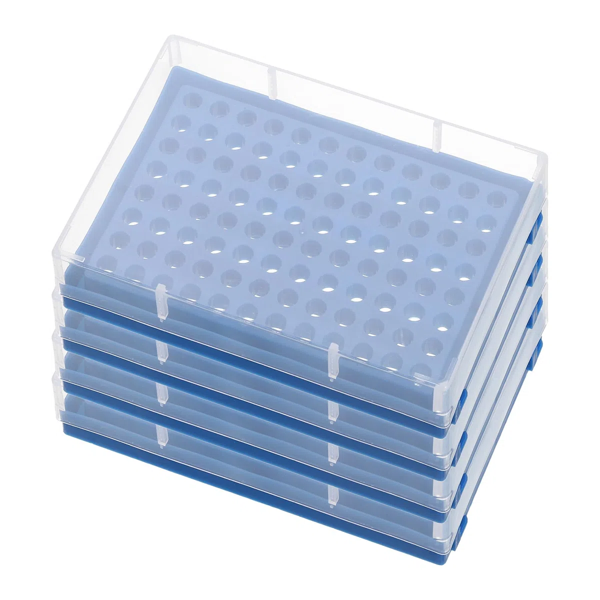 PATIKIL 96-Well PCR Tube Rack Für 0.2ml Teststreifen Röhrchen 4 Stücke Wasserdichte Röhrchen Füllschale Zentrifugenröhrchen Halter Blau