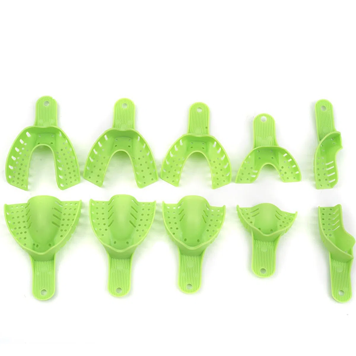 Easyinsmile Dental Impressions Tabletts, Autoklav-perforierte Tabletts für Erwachsene und Kinder, Grün, 10 Stück