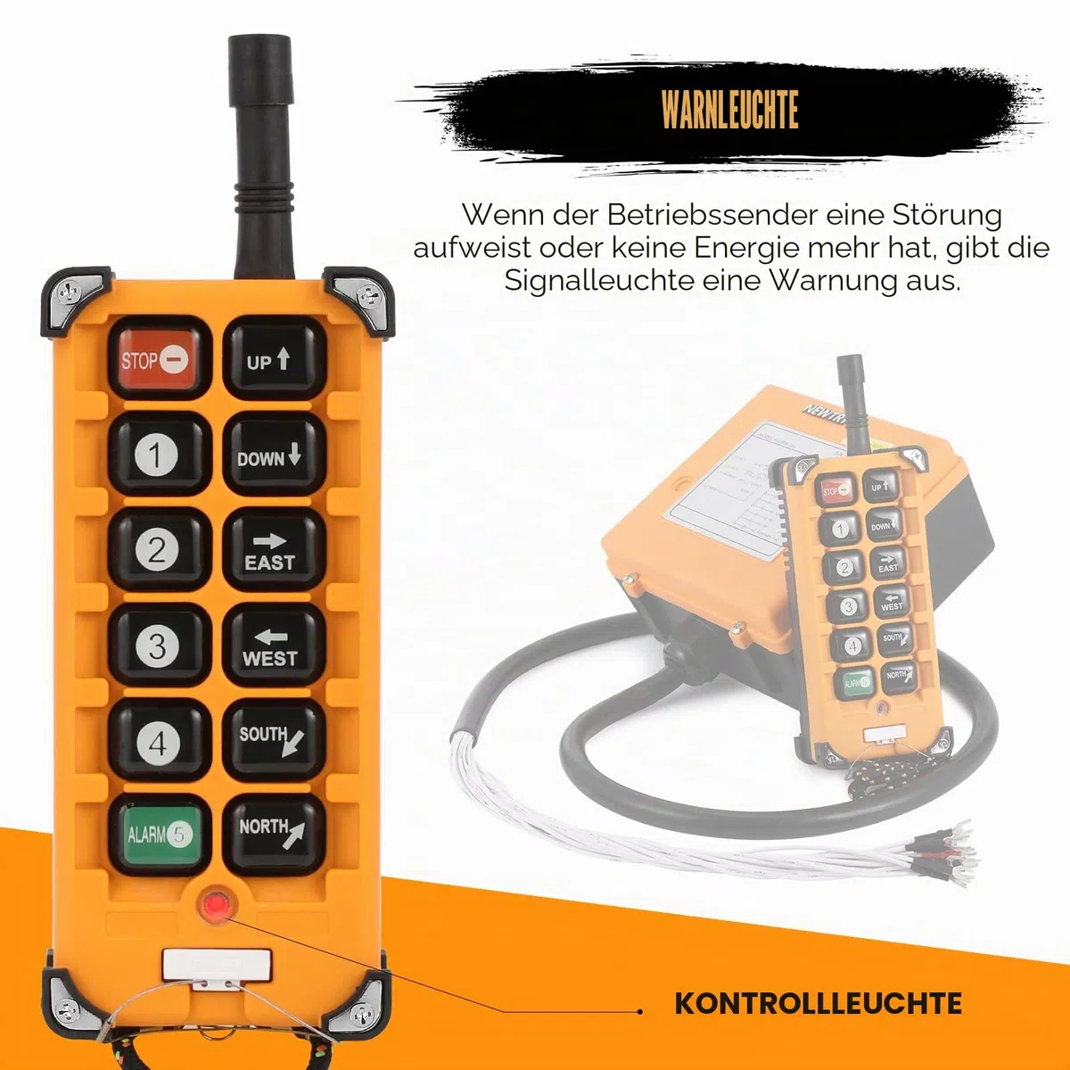 NEWTRY Drahtlose Kranfernbedienung Hohe Qualität Sender und Empfänger für Industriehebezeug, Laufkran (+ DC 24V Empfänger)