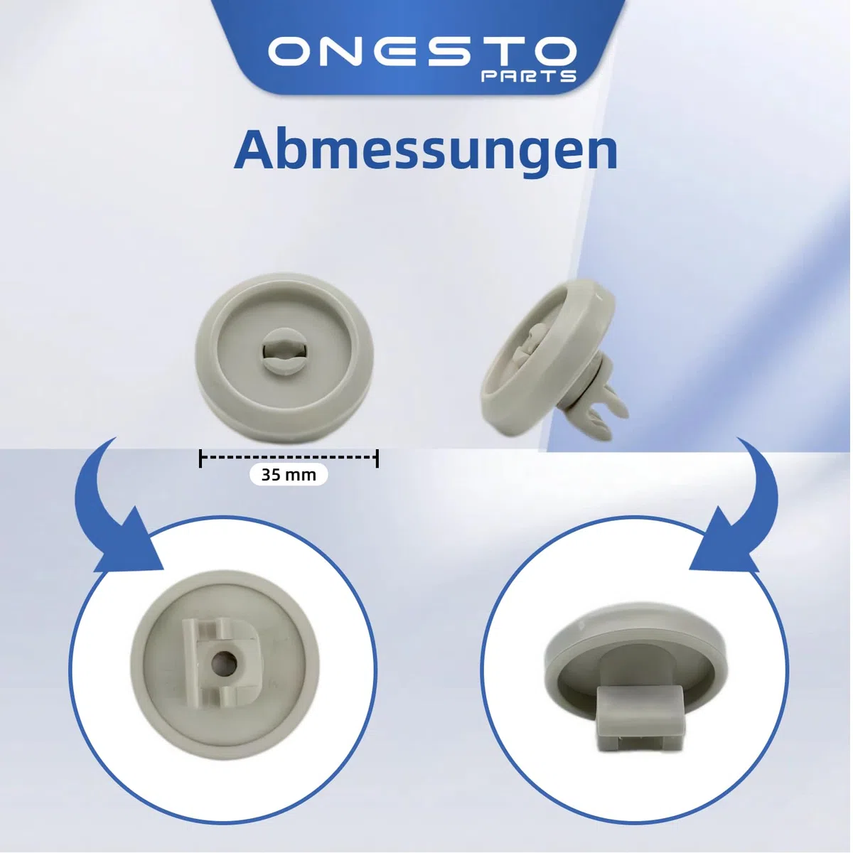 2 Stück Ersatz Unterkorbrollen für Miele 2372352 2372353 Geschirrspülerrollen Kompatibel mit Optima Futura Senator Meteor Wheels Set
