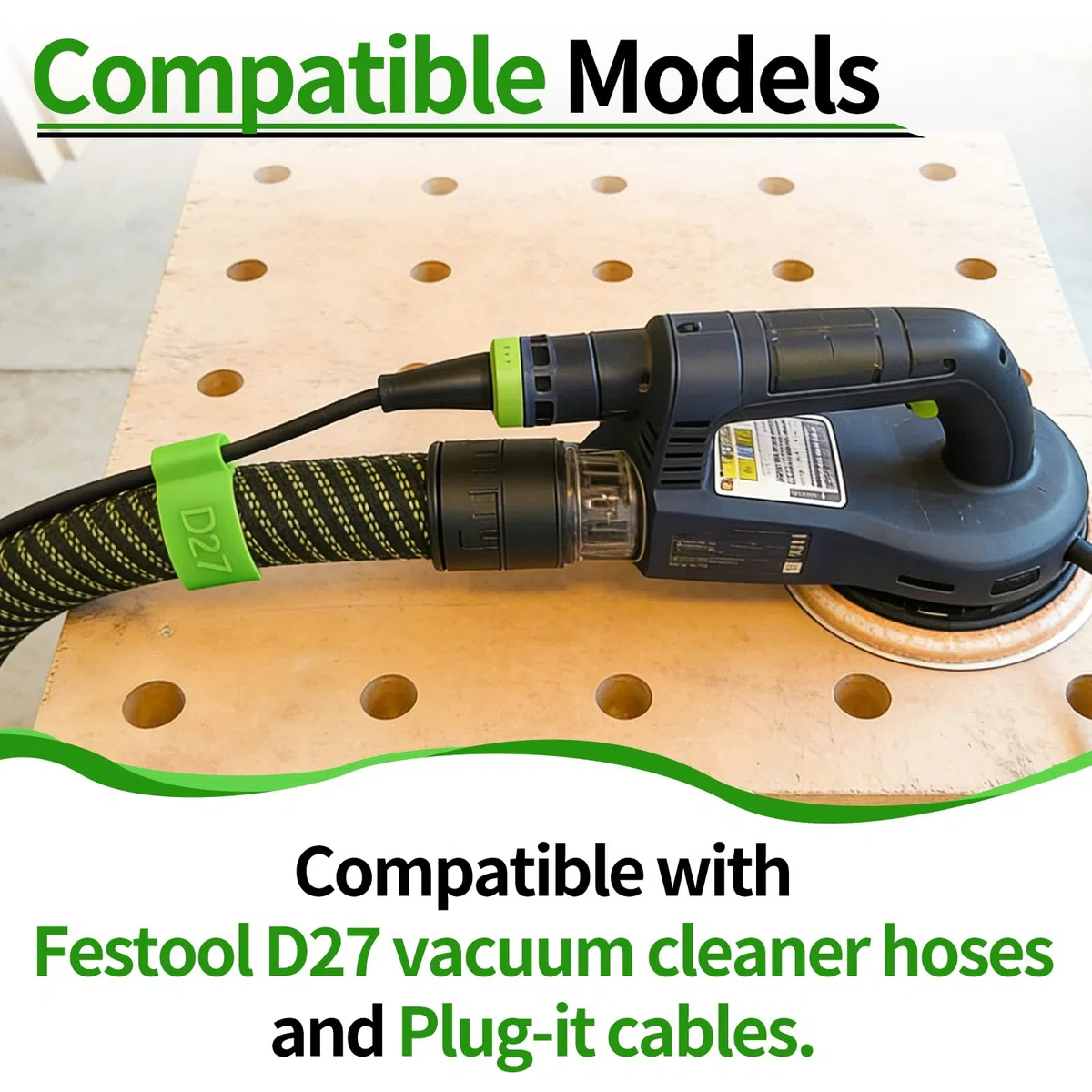 Kabelclip für Festool D27 Staubsauger Schlauch - Kabel Clip für Festool CT CTL Saugschlauch Kabel, Staubsaugerschlauch Halterung Zubehör, Plug It Leitungshalter Draht Clip Kabelschelle, Grün, 12 Stk